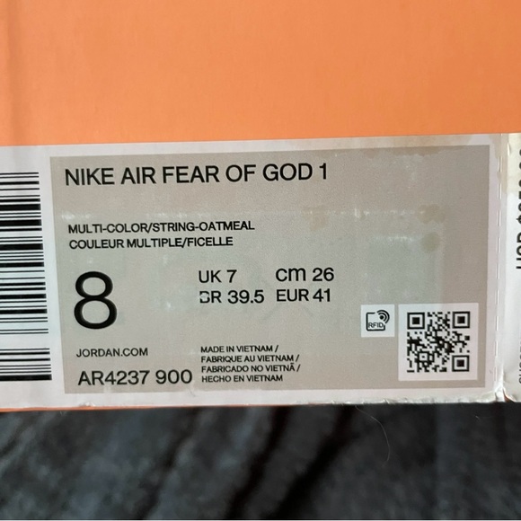Nike Air Fear Of God 1 Oatmeal size 8 - Picture 11 of 12
